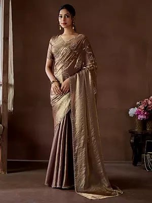 Zircon Butta Work Two Tone Silk Designer Party Wear Saree With Blouse