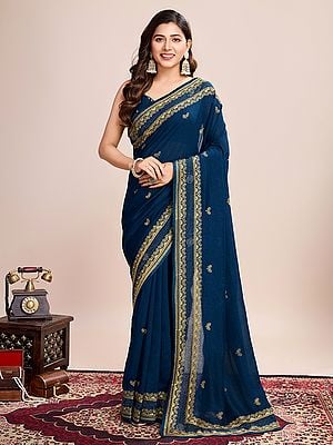 All Over Floral Printed Party Wear Georgette Soft Silk Saree With Blouse