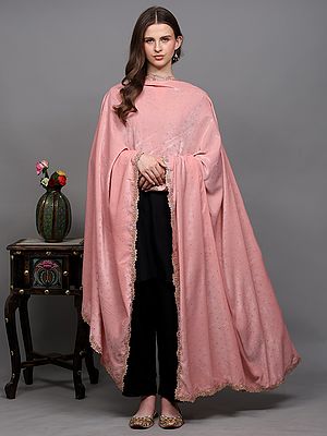 Velvet Dupatta from Amritsar with Golden Thread woven Floral Scalloped Border and Bead work