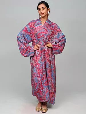 Multicolor Jamawar Robe with Woven Flower and Paisley Motifs