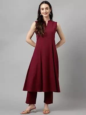 Solid Attractive Rayon A-Line Festive Wear Kurta With Matching Bottom