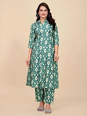 Cotton Digital Print Attractive Party Wear Kurti With Bottom Co-Ord Set