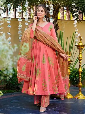 Beautiful Anarkali Suit With Dupatta And Bottom In Heavy Digital Print Made From Maslin Fabric For Women