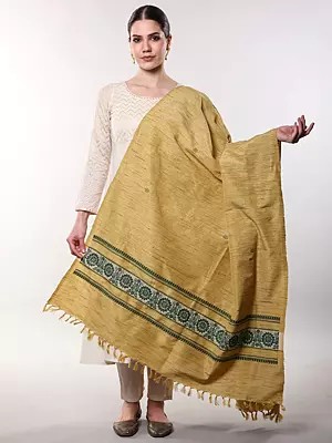 Woven Floral Booti Jute Dupatta with Mandala Threadwork Border