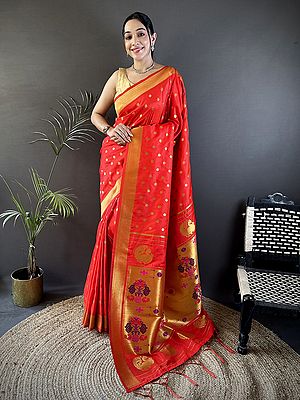 Exquisite Paithani Silk Saree In Lichi Silk With Elegant Polka Dot Design And Traditional Craftsmanship For Wedding Occasions