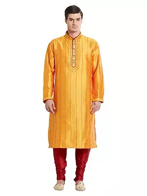 Men's Art Silk Kurta Pajama Set with Tailored Design - Festive & Party Wear