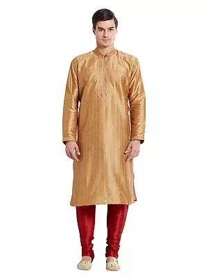Men's Art Silk Kurta Set with Fine Stitched Detailing