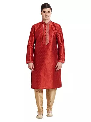 Festive Men's Art Silk Kurta Pajama for Weddings and Celebrations