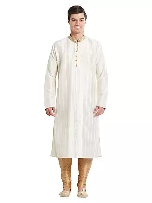 Men's Art Silk Kurta Pajama Set: Traditional Ready-to-Wear Outfit for Celebrations
