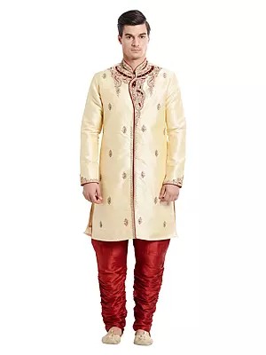 Luxury Silk Indo-Western Sherwani: Groom's Attire for Traditional Celebrations
