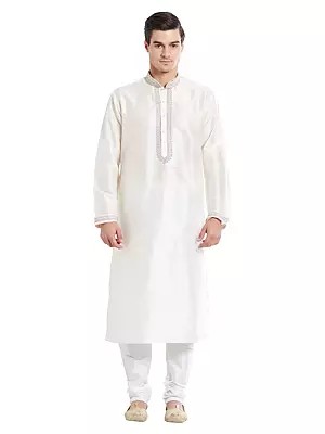 Classic Embroidered Art Silk Kurta Pajama for Men