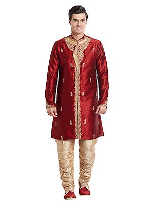 Premium Silk Sherwani with Detailed Embroidery for Wedding & Festive Occasions