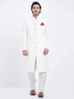 Elegant Sherwani & Churidar Set in Premium Art Silk for Men