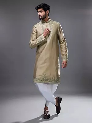 Men's Silk Kurta Set with Mirror Work and Patiala Pajama - Festive Ensemble