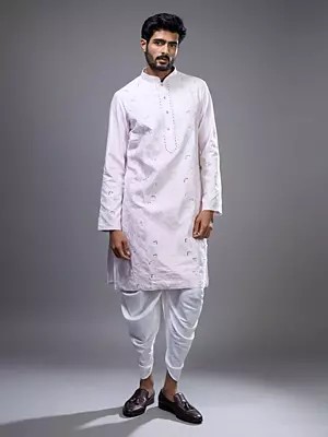 Premium Embroidered Silk Kurta with Mirror Work and Patiala Trousers