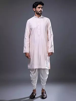 Elegant Silk Kurta Pajama Set with Detailed Embroidery for Men