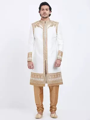 Premium Groom Sherwani Set | Art Silk Fabric & Handwork Embroidery