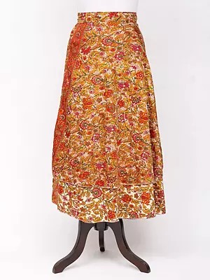 Double Layer Wrap-Around Long Skirt with Floral Print