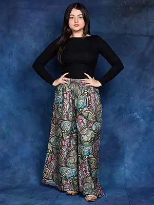Flowy Palazzo Trousers with Vibrant Floral Print