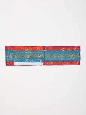 Adjustable Velcro Closure Dhoti Belt with Zip Pouch/Pocket and Zari Woven Paisley Vine