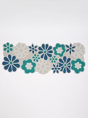Handmade Table Runner with Glass Beaded work Flowers
