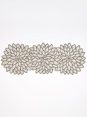 White-Gold Glass Beads work Designer Table Runner