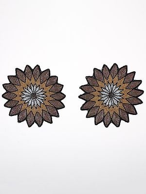 Floral Table Mat with All-over Bead Embroidery (Set of 2)