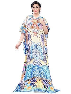 Bluing Stone work Long Kaftan with Floral Print