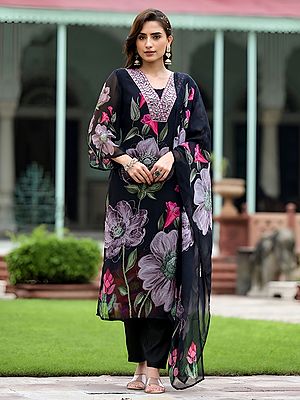 Heavy Sequins Embroidery Work All Over Georgette Salwar Suit With Matching Dupatta For Festive Occasion