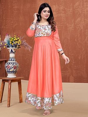 Digital Floral Print Designer Rayon Party Wear A-Line Attractive Gown