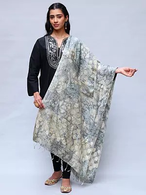 Batik Dyed Dupatta with Printed Squares