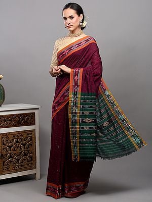 Cotton Ikat Saree from Sambhalpur with Woven Border