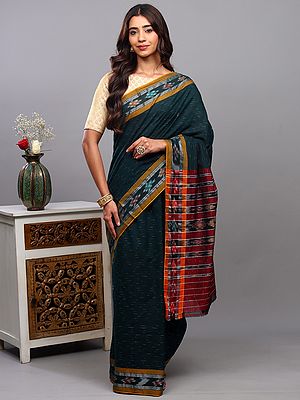 Cotton Ikat Saree from Sambhalpur with Woven Border
