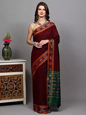 Cotton Ikat Saree from Sambhalpur with Woven Border