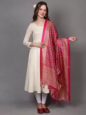 Art Silk Dupatta with Printed Geometric Patola Pattern