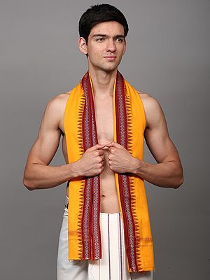 Temple Border Cotton Angavastram from Sambhalpur