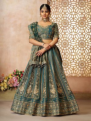 Tissue Net Floral Heavy Sequins And Embroidery Work Lehenga Choli With Dupatta For Wedding Occasion