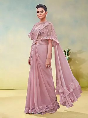 Premium Two Tone Satin Silk Saree With Pearl Hand Work Designer Party Wear Wedding Festive Ethnic Wear Saree For Women