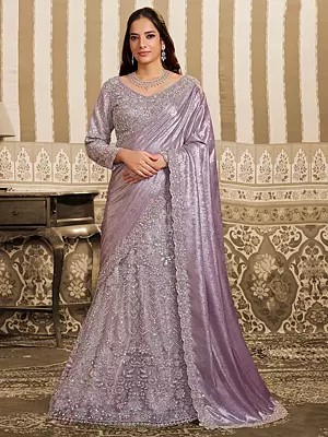 Foil Satin Designer Lehenga Choli With Heavy Beads And Sequins Embellishment For Wedding Party And Festive Wear