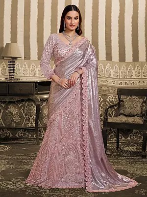 Heavy Embellished Lehenga Choli Crafted In Foil Satin With Intricate Beads And Sequins Work For Wedding Celebration Wear