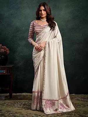 Uppada Silk Saree With Dual Sequins Embroidery Pearl Stone And Handwork Designer Party Wear Saree For Women