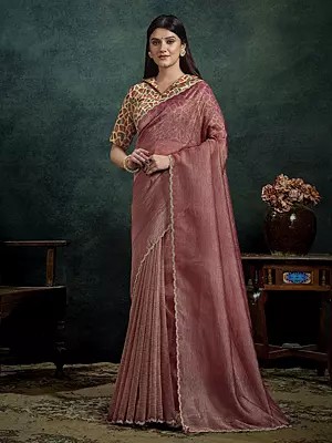 Exquisite Stone Handwork On Pure Banarasi Zari Pleat Saree Handcrafted For Women Special Occasion And Party Wear