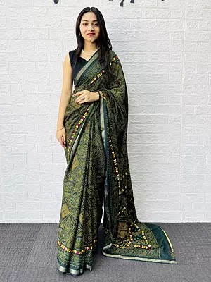 Traditional Heavy Cotton Printed Saree with Elegant Border and Blouse for Women