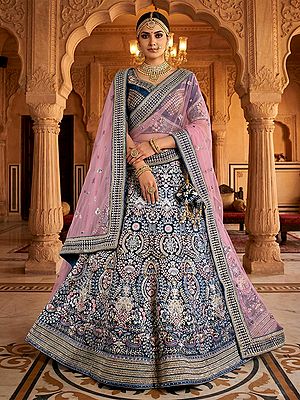 Lavish Velvet Lehenga Choli With Heavy Embroidery Zari Work And Exquisite Dupatta Perfect For Weddings And Special Occasions