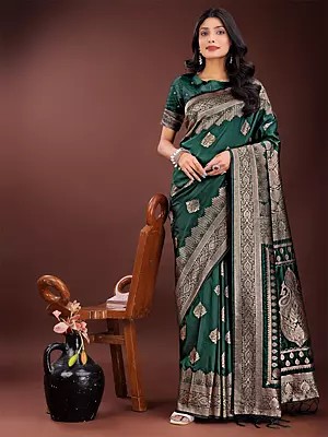 Elegant Intricate Zari Work Silk Saree with Designer Border Pallu and Latkan