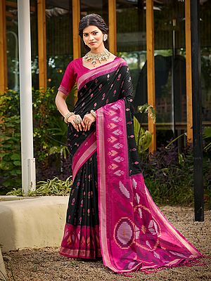 Elegant Pochampally Silk Saree with Broad Border and Contrast Pallu Perfect for Wedding