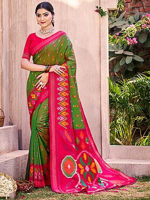 Elegant Broad Border and Contrast Pallu Pochampally Silk Saree for Wedding Wear