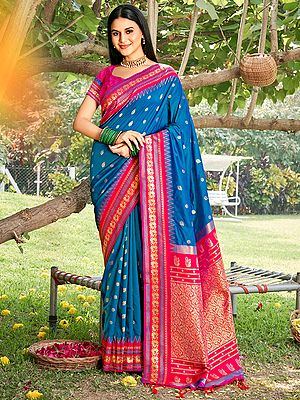 Designer Small Buti Soft Silk Saree with Attractive Tassel Pallu and Floral Border for Women