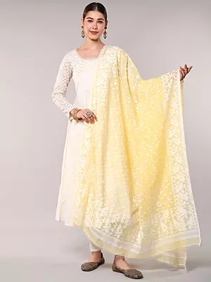 Jamdani Cotton Dupatta with Woven Bootis from Bengal