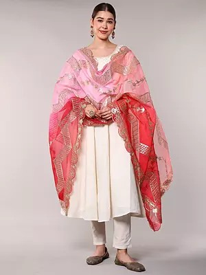 Dual-Shaded Dupatta with Gota Patti Chevron & Scalloped Border